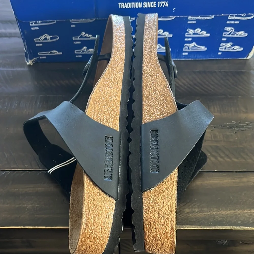 NWT Birkenstock Gizeh Black Birko-Flor Sandals Size 7 - Picture 3 of 7
